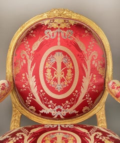 Ein sehr schönes Paar vergoldeter Holzsessel im Louis-XVI.-Stil des späten 19. Jahrhunderts