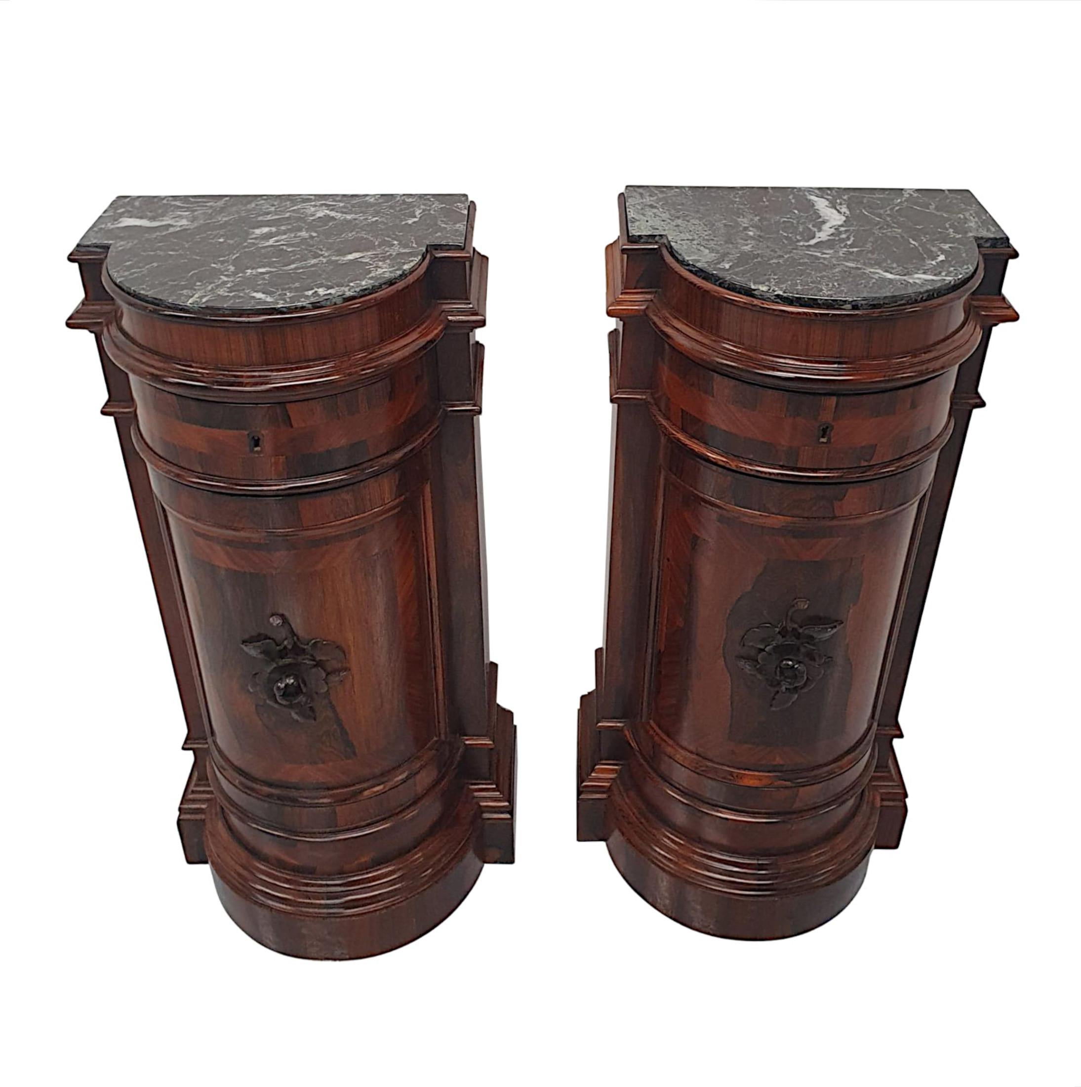 Very Fine Pair of Late 19th Century Marble Top Plinths or Side Cabinets For Sale 1