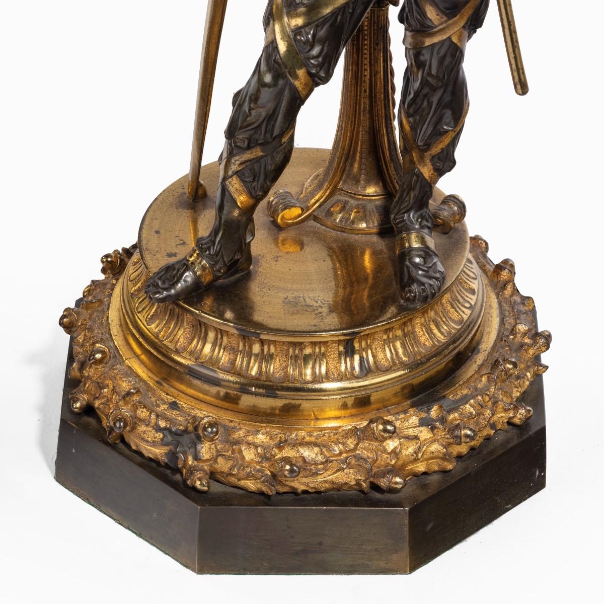 Milieu du XIXe siècle Très belle paire de lampes à huile du milieu de l'ère victorienne en bronze doré, par Hinks en vente