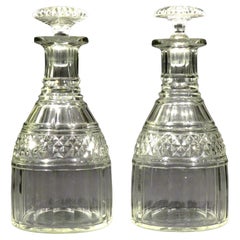 Very Fine Pair of Regency Period Cut Glass Decanters, England circa 1820