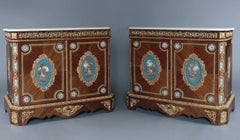 Very Fine Pair of Side Cabinets with Sèvres-style Porcelain Panels, circa 1860