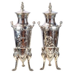 A Very Fine Pair of Silvered Bronze Lamps attributed to Ferdinand Levillain