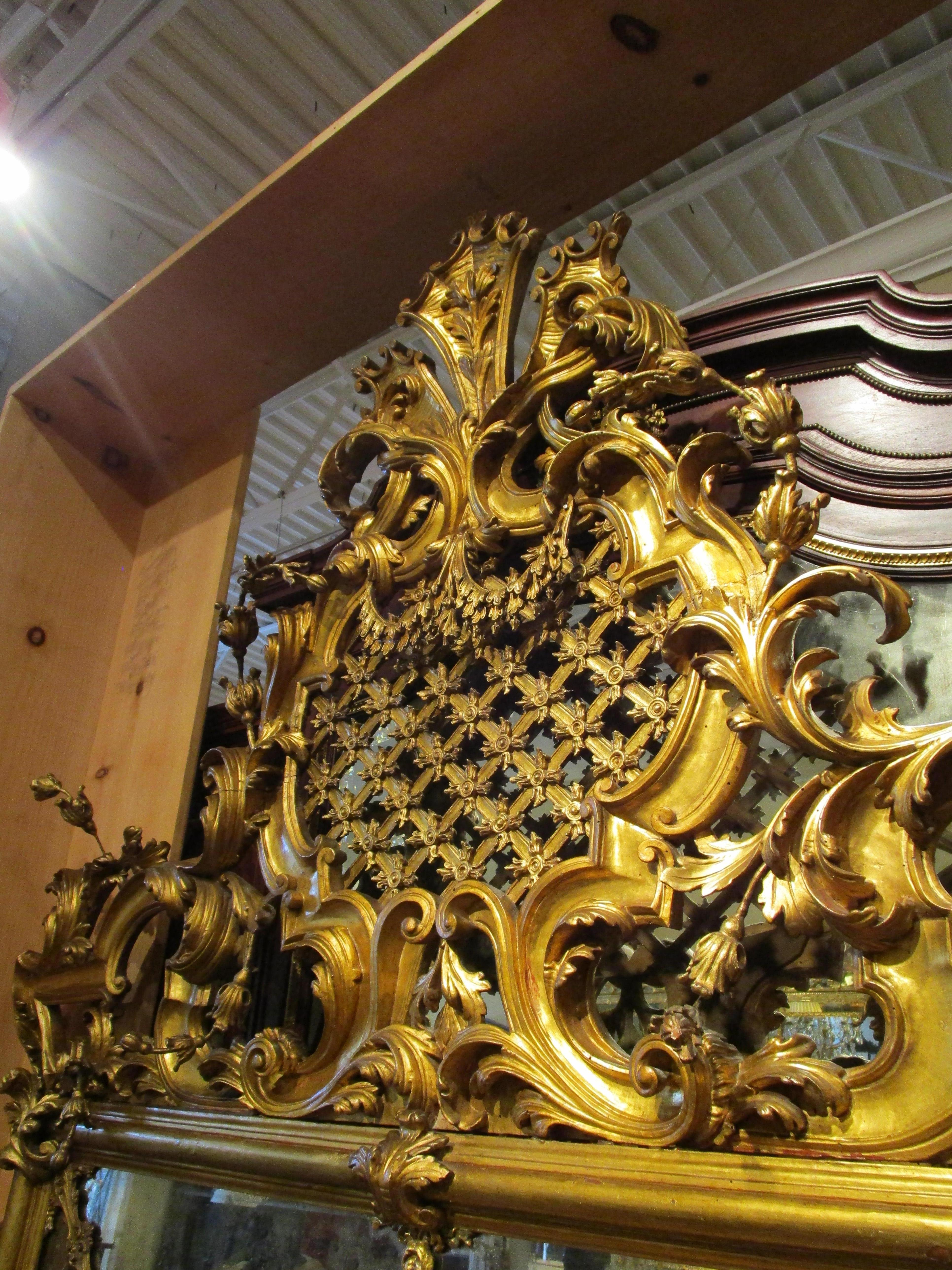 18th Century A very fine Palatial 18th century French Louis XV gilt mirror For Sale