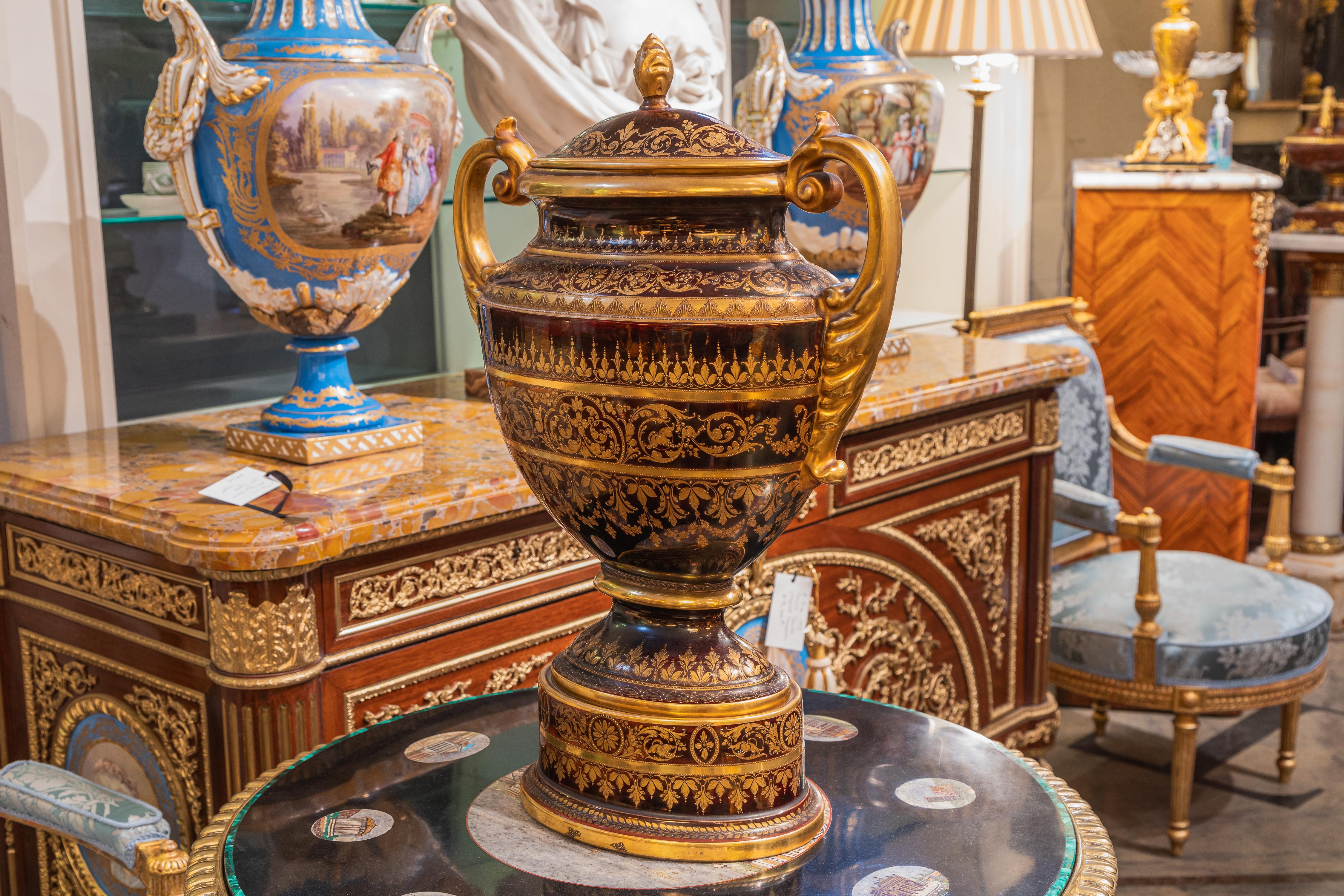 Austrian A very fine Palatial 19th century Royal Vienna porcelain urn . Signed Wagner For Sale