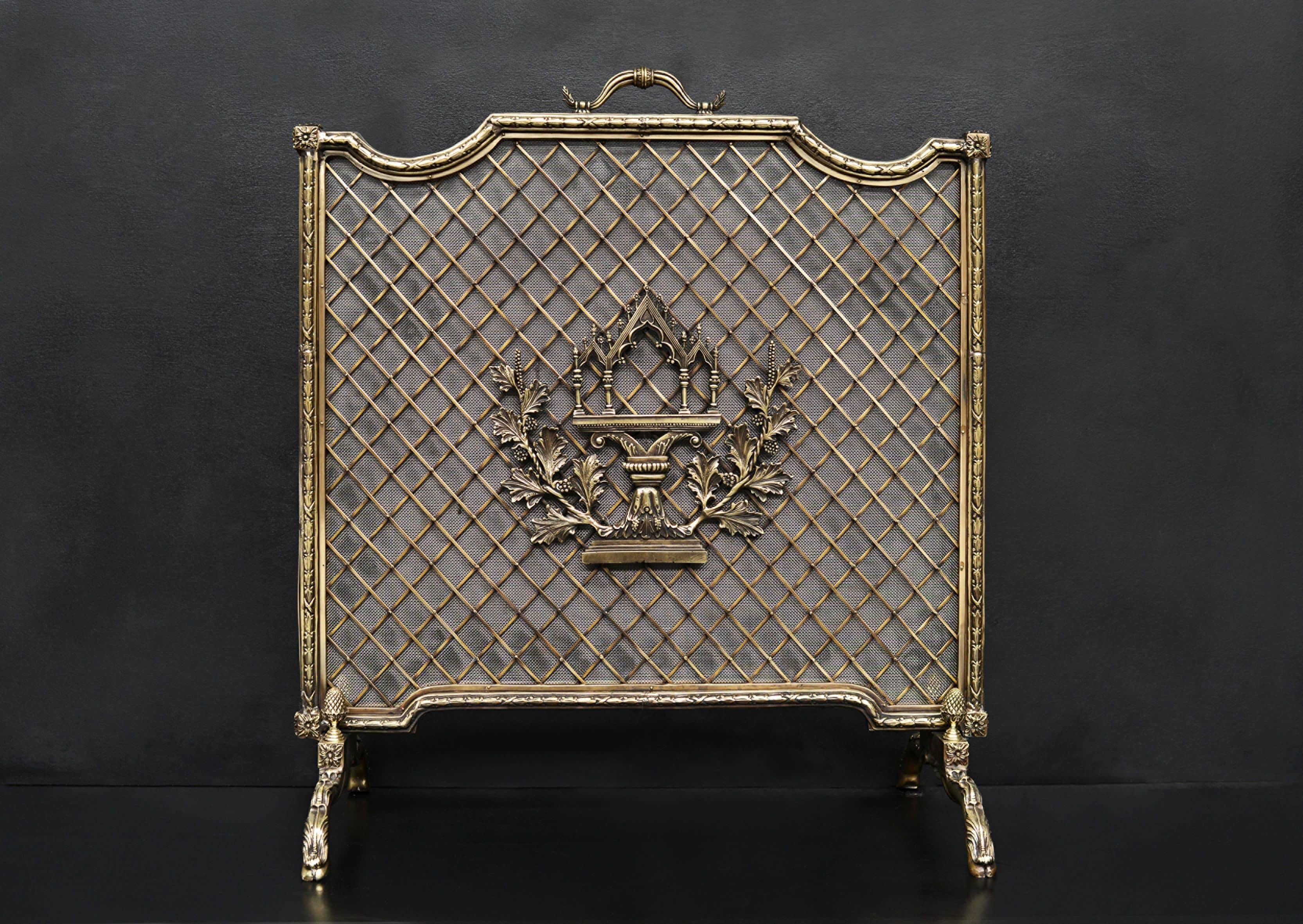 19th Century Very Fine Quality Brass Firescreen For Sale
