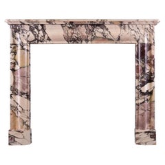 Very Fine Quality Breche Violette Fireplace of Architectural Form