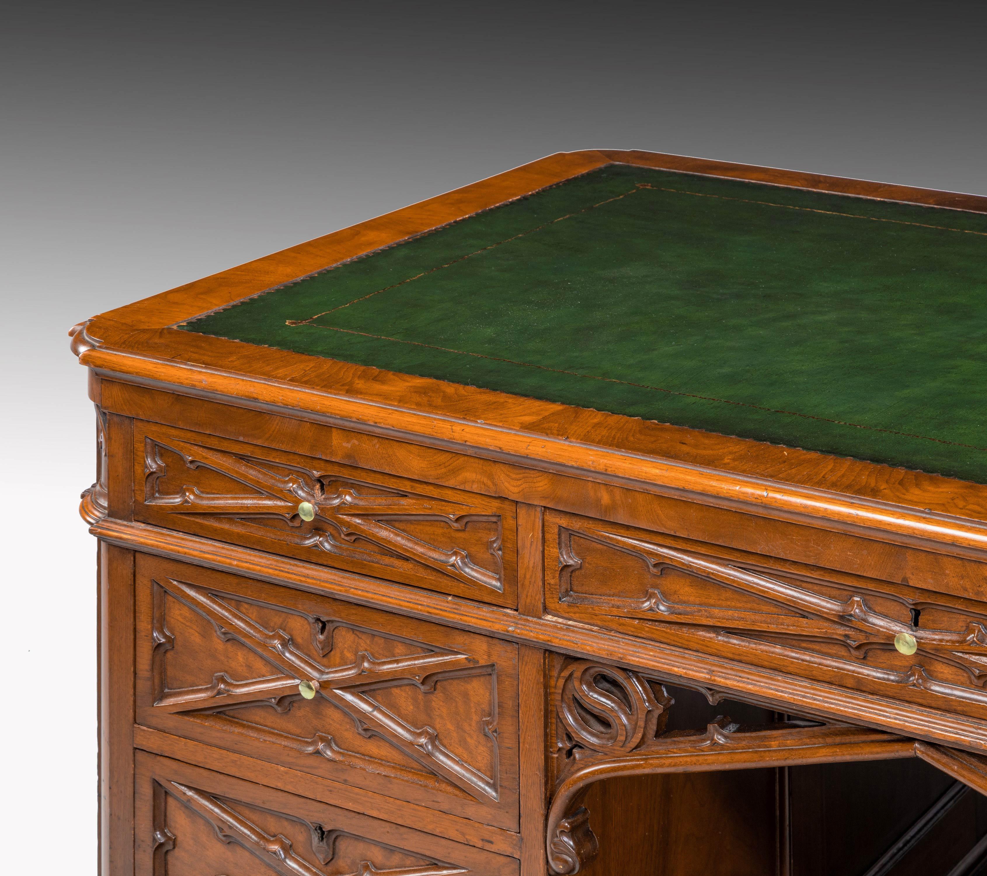 Very Fine Quality, Late 19th Century Gothic, Mahogany Desk For Sale 1