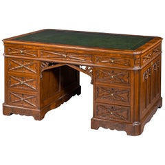 Very Fine Quality, Late 19th Century Gothic, Mahogany Desk