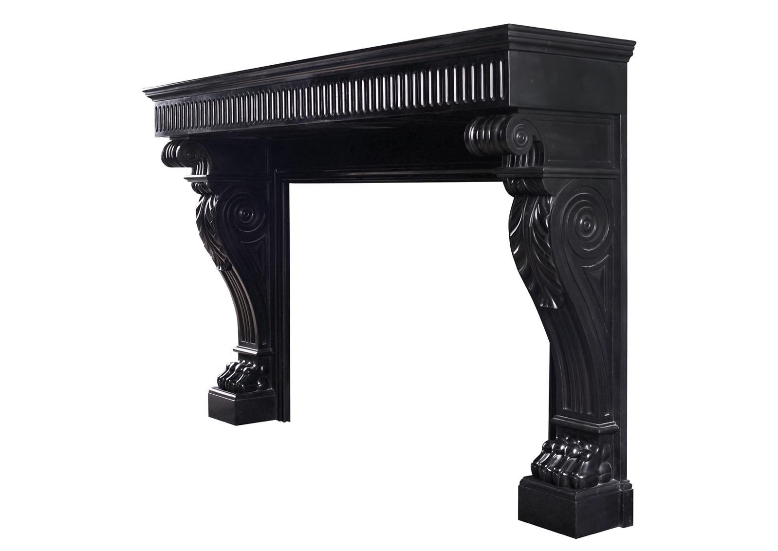 European Very Fine Quality Period Louis Philippe Fireplace in Belgian Black Marble For Sale