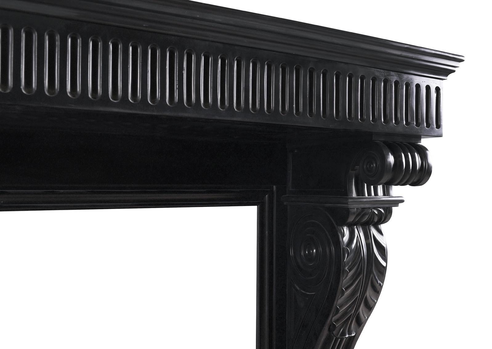 19th Century Very Fine Quality Period Louis Philippe Fireplace in Belgian Black Marble For Sale