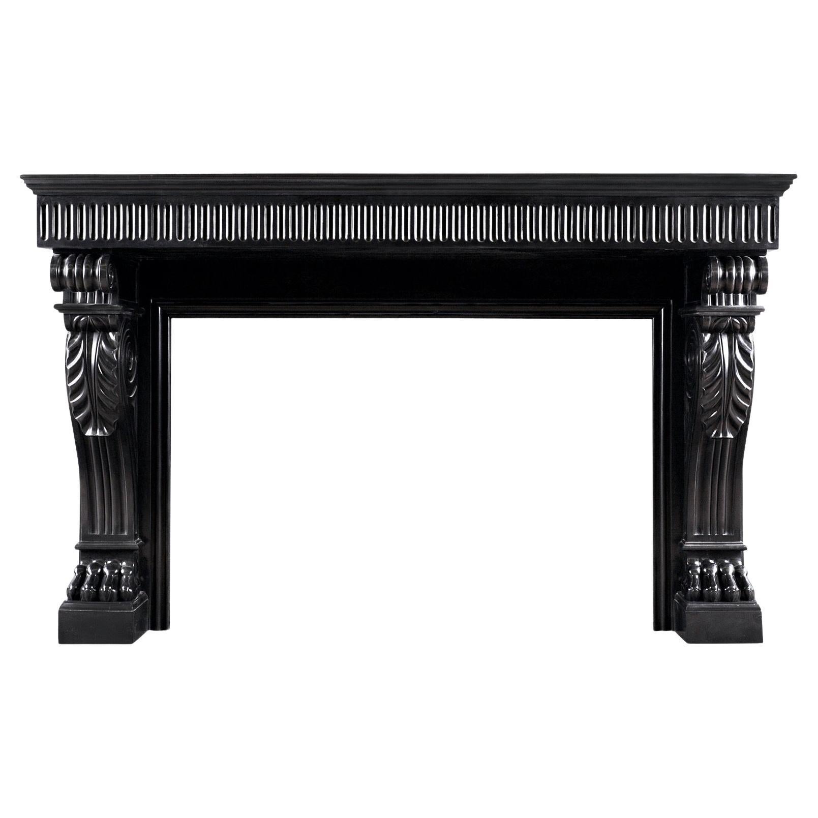 Very Fine Quality Period Louis Philippe Fireplace in Belgian Black Marble For Sale
