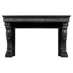 Antique Very Fine Quality Period Louis Philippe Fireplace in Belgian Black Marble