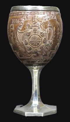A Very Fine & Rare 18th Century Silver Mounted Coconut Goblet