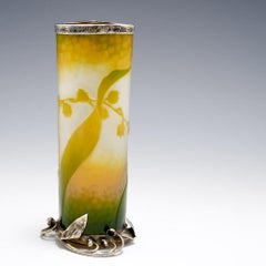 A Very Fine Rare Daum Cameo Glass Vase With Silver Mounts, 1896-1900