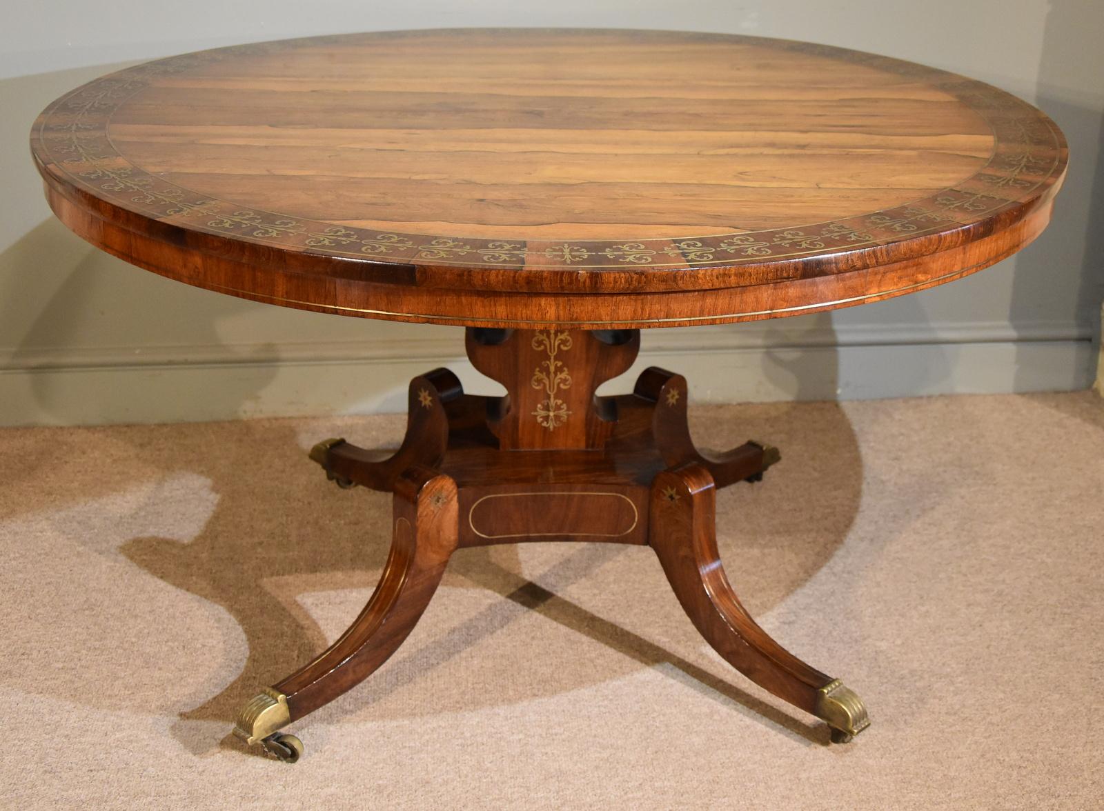 Very Fine Regency Rosewood Brass Inlaid Centre Table In Good Condition In Wiltshire, GB