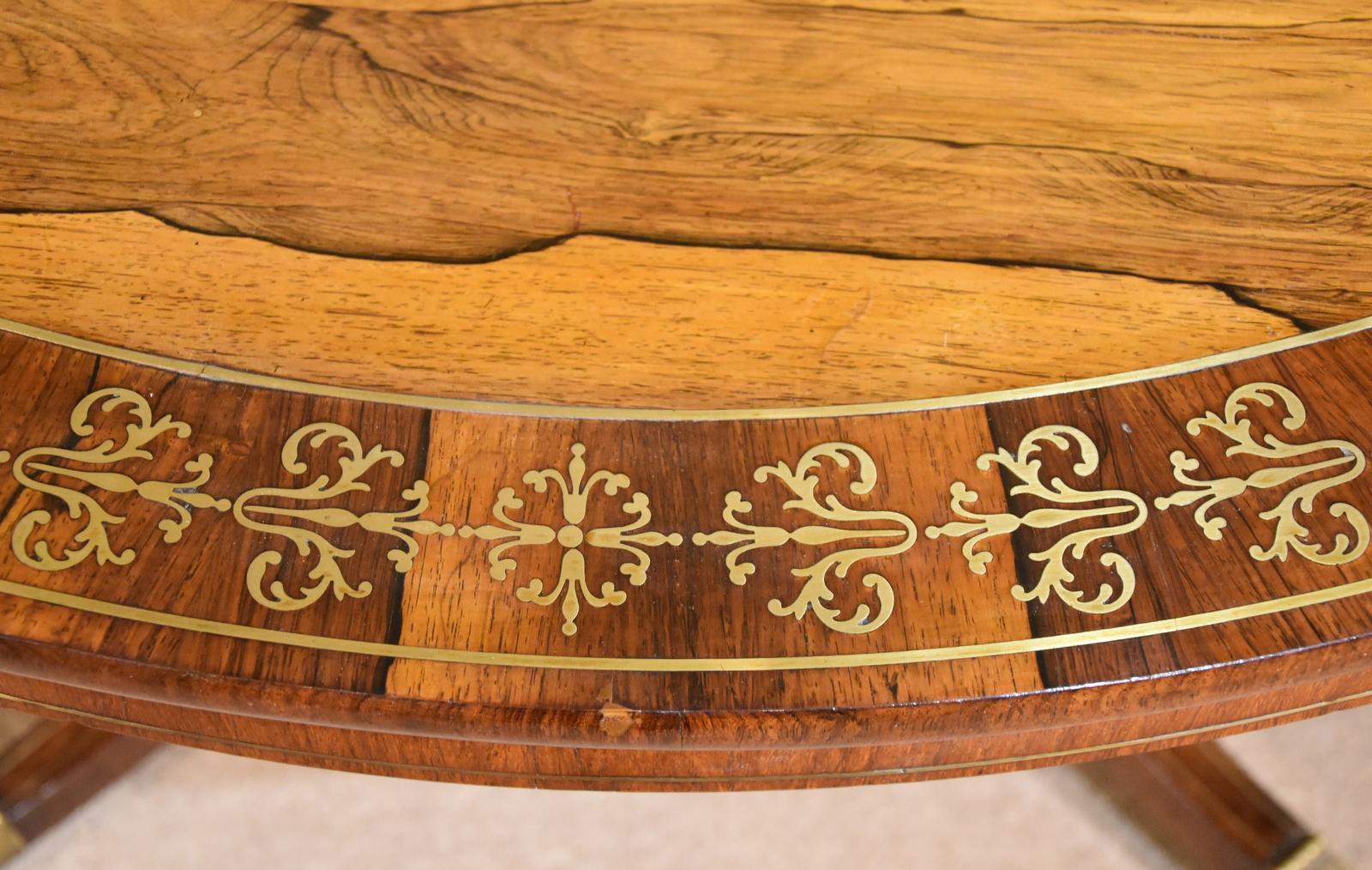 Very Fine Regency Rosewood Brass Inlaid Centre Table 1