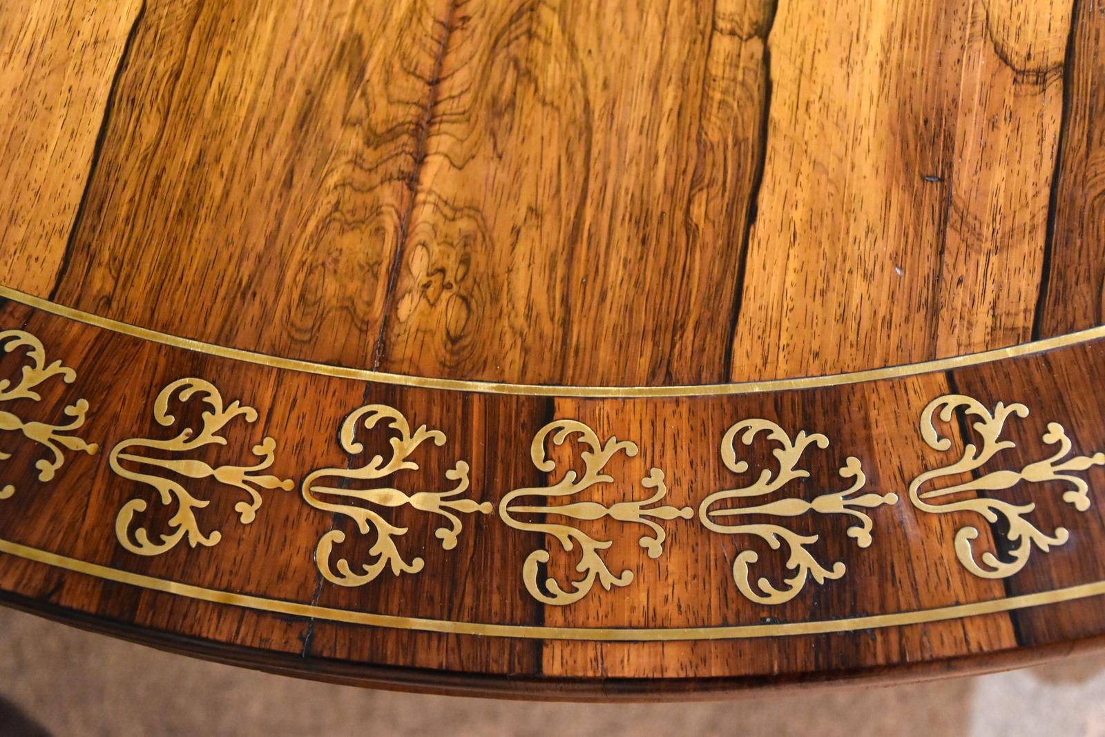 Very Fine Regency Rosewood Brass Inlaid Centre Table 2