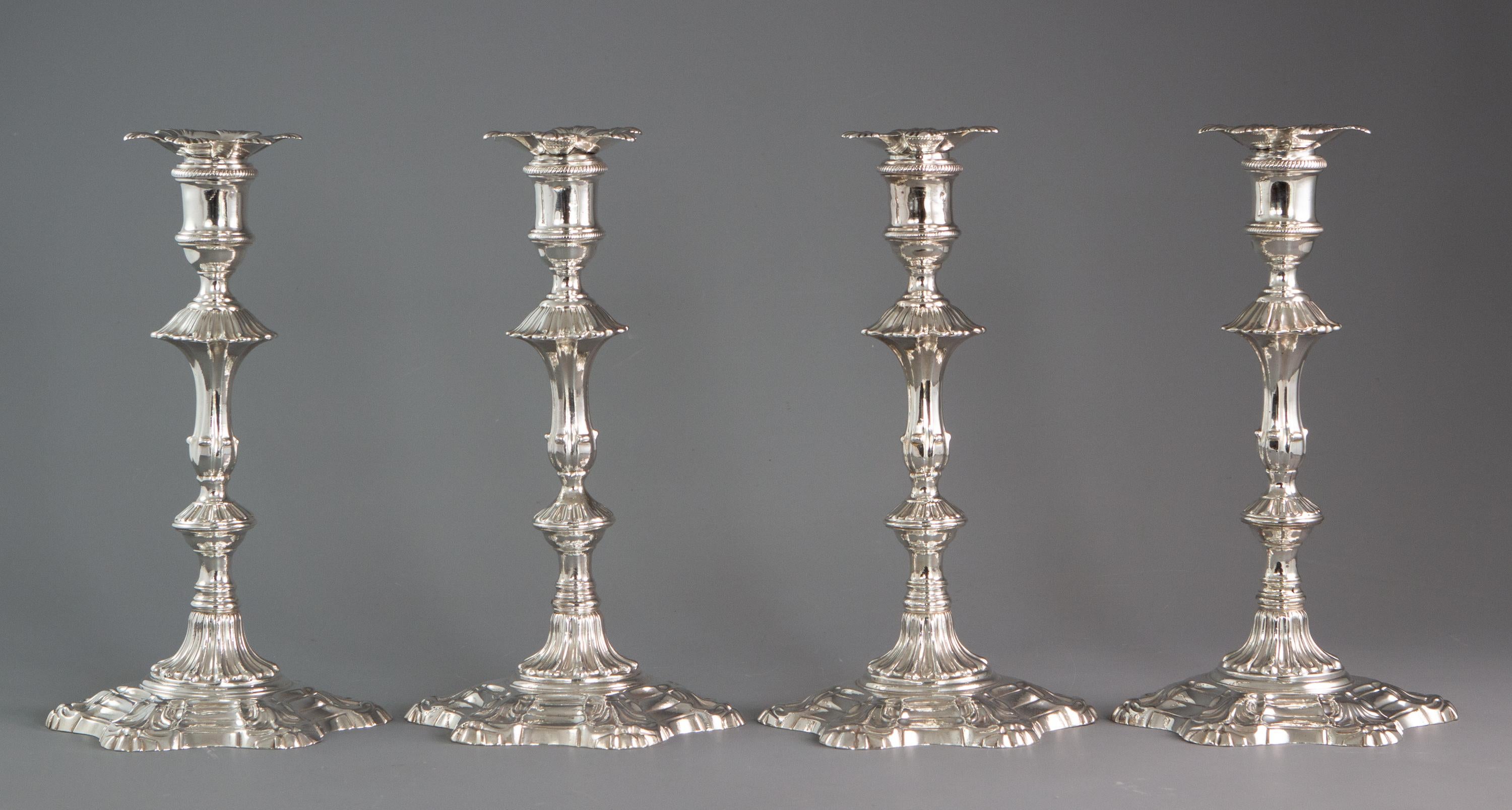 George II A Set of Four Georgian Silver Table Candlesticks, London, 1753