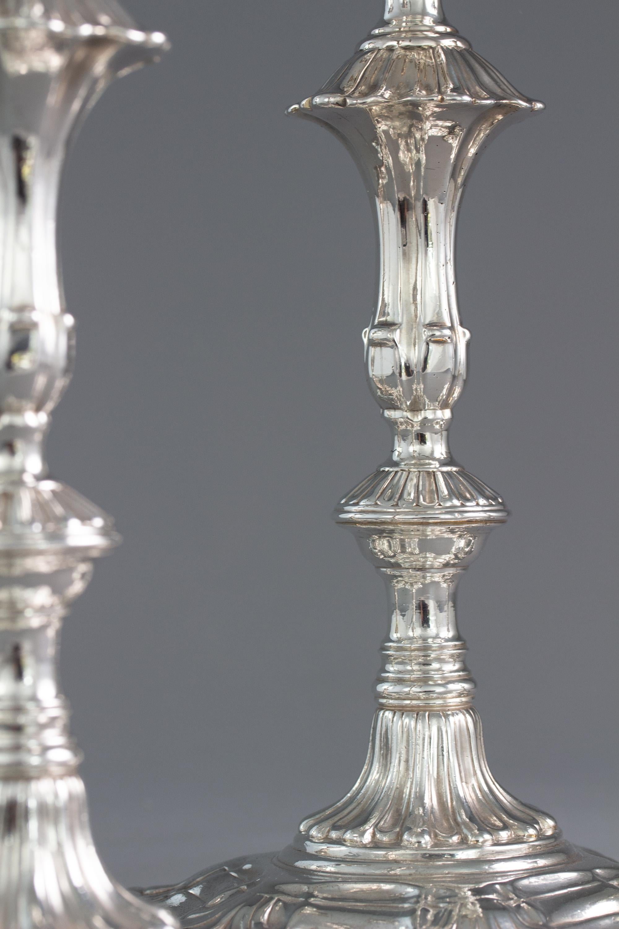 A Set of Four Georgian Silver Table Candlesticks, London, 1753 1