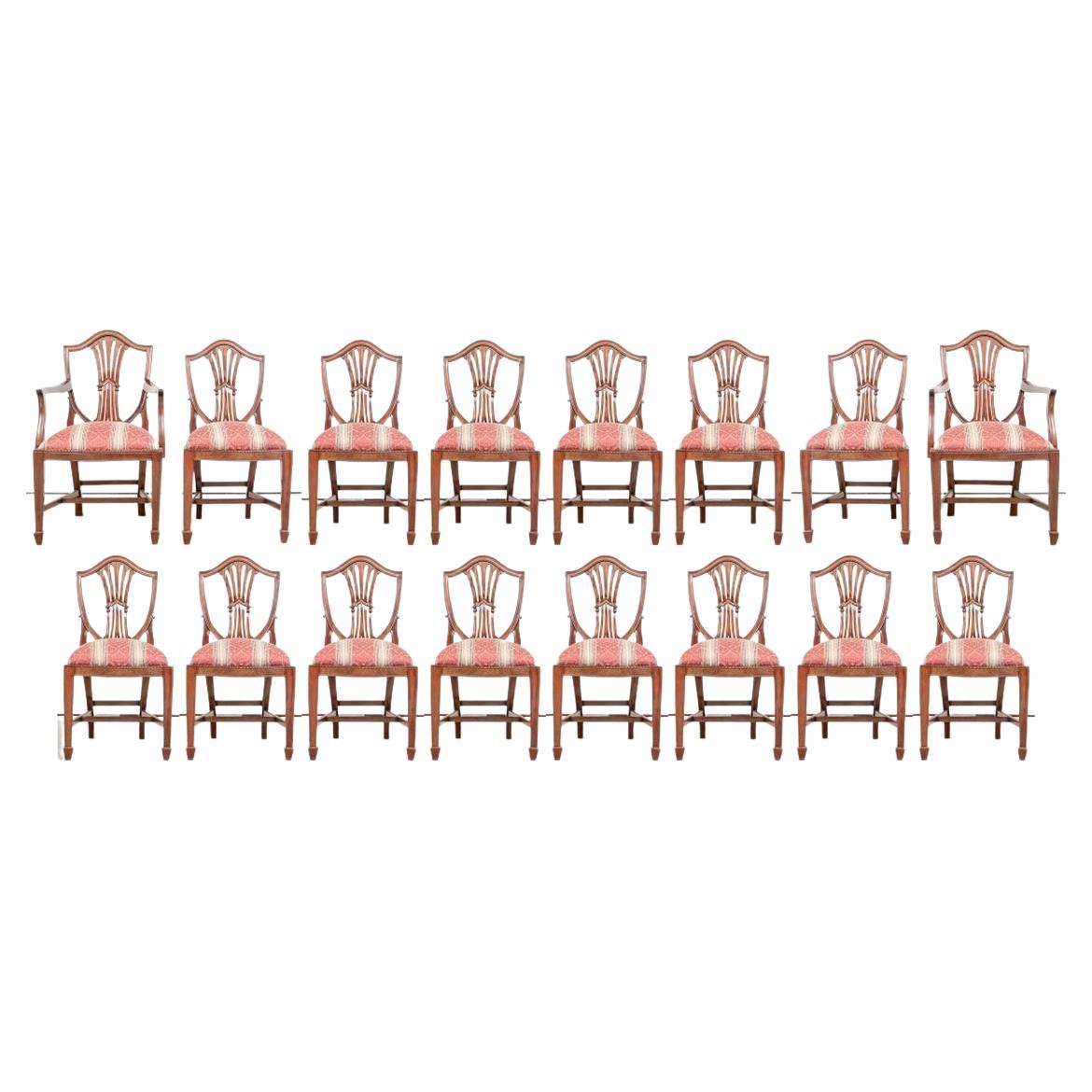 Very Fine Set of Sixteen Shield-Back Dining Chairs