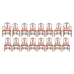 Very Fine Set of Sixteen Shield-Back Dining Chairs