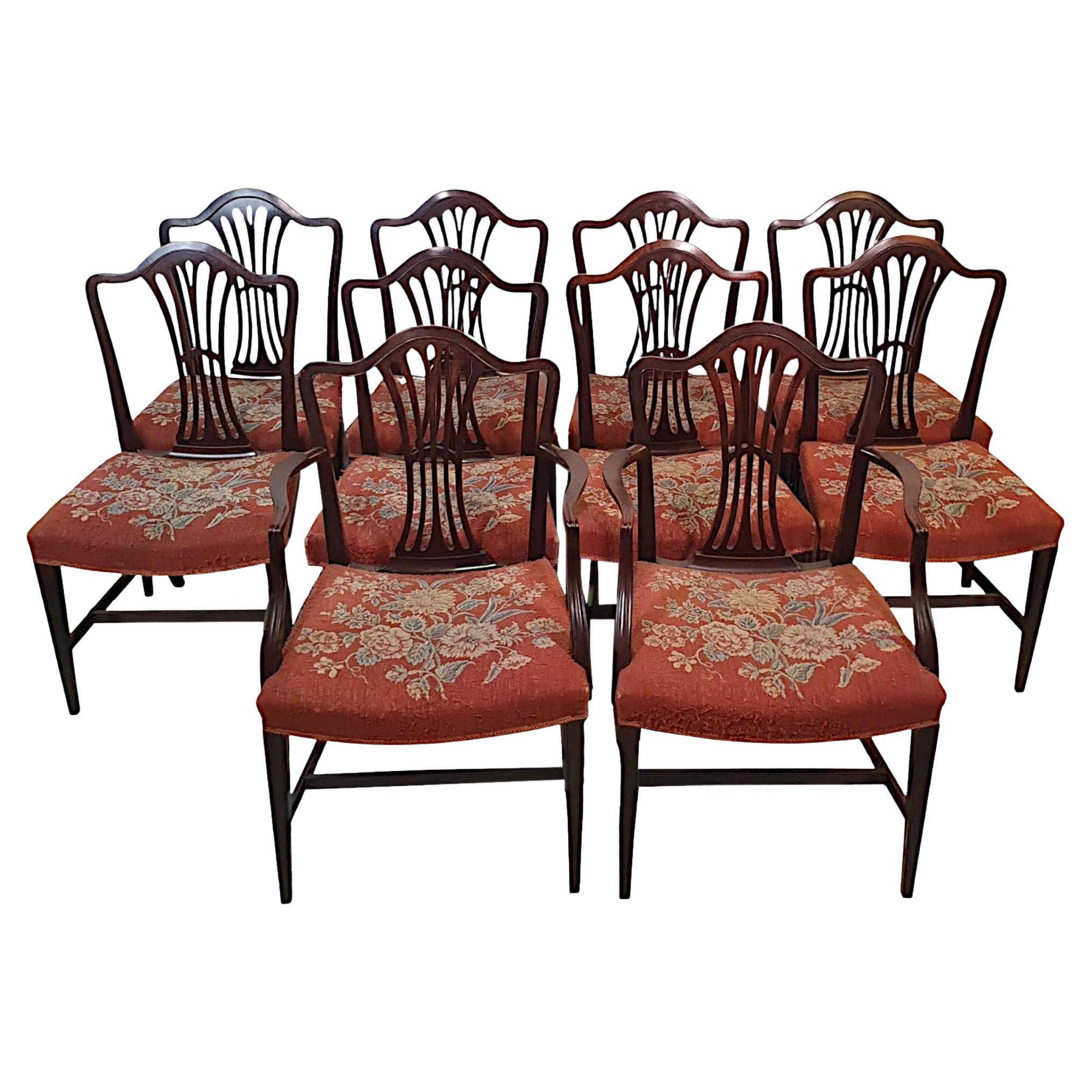 Very Fine Set of Ten Early 1900's Dining Chairs For Sale