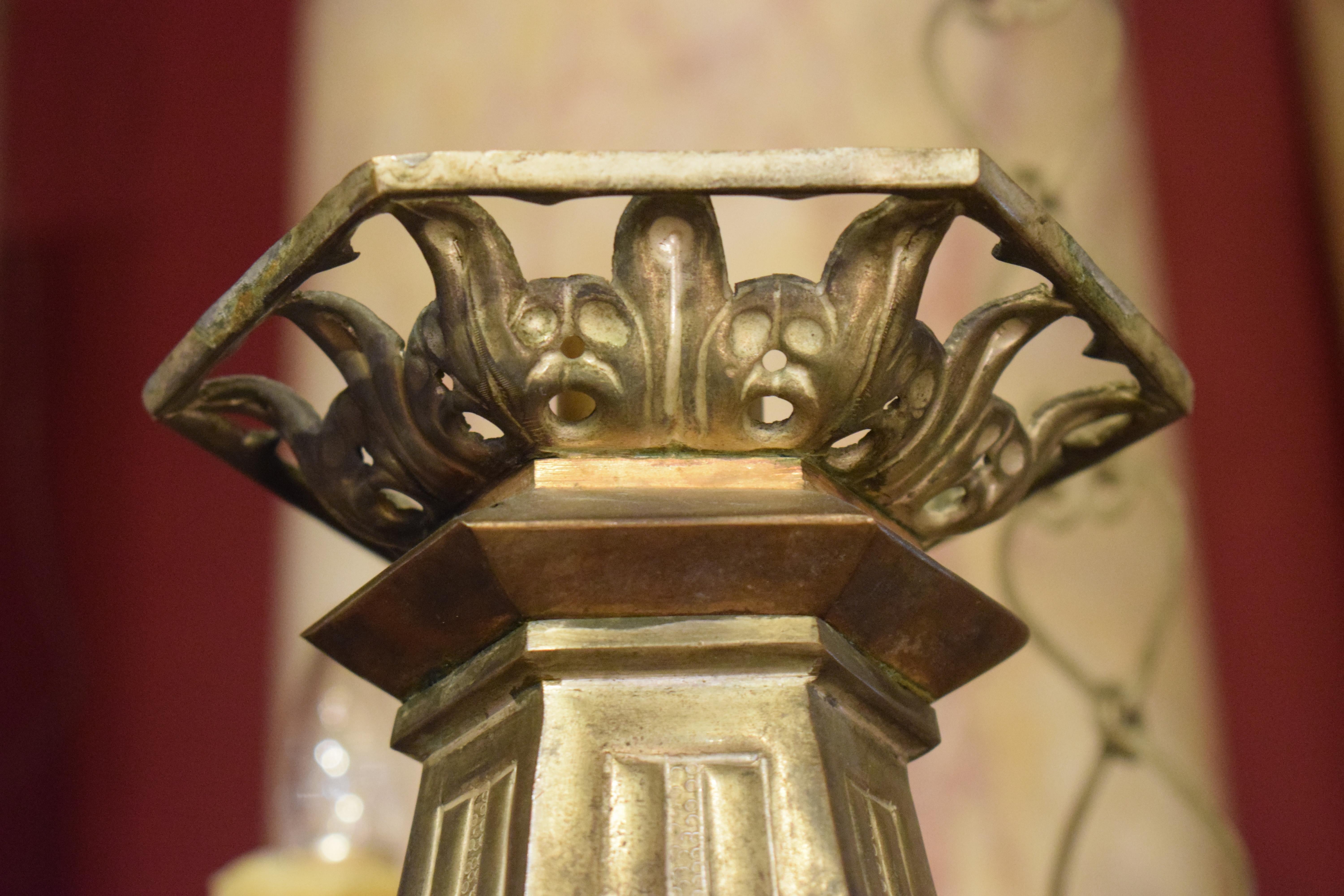 Bronzo Lanterna in argento e bronzo molto raffinata in vendita