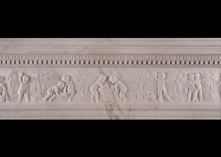 Very Fine Statuary White Marble Fireplace in the Italian Renaissance ...