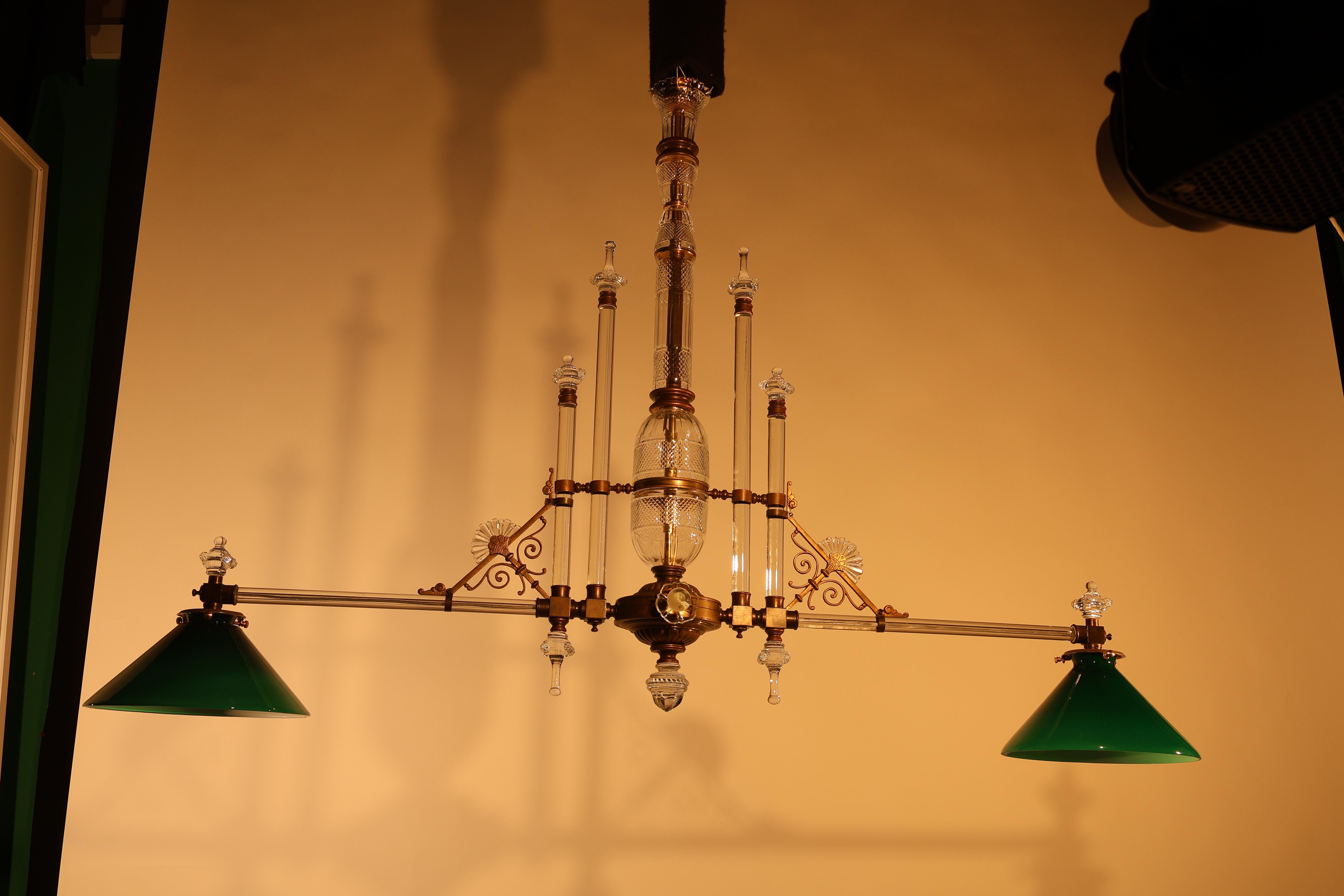 A Very Fine Two Light Crystal & Bronze Chandelier For Sale 10