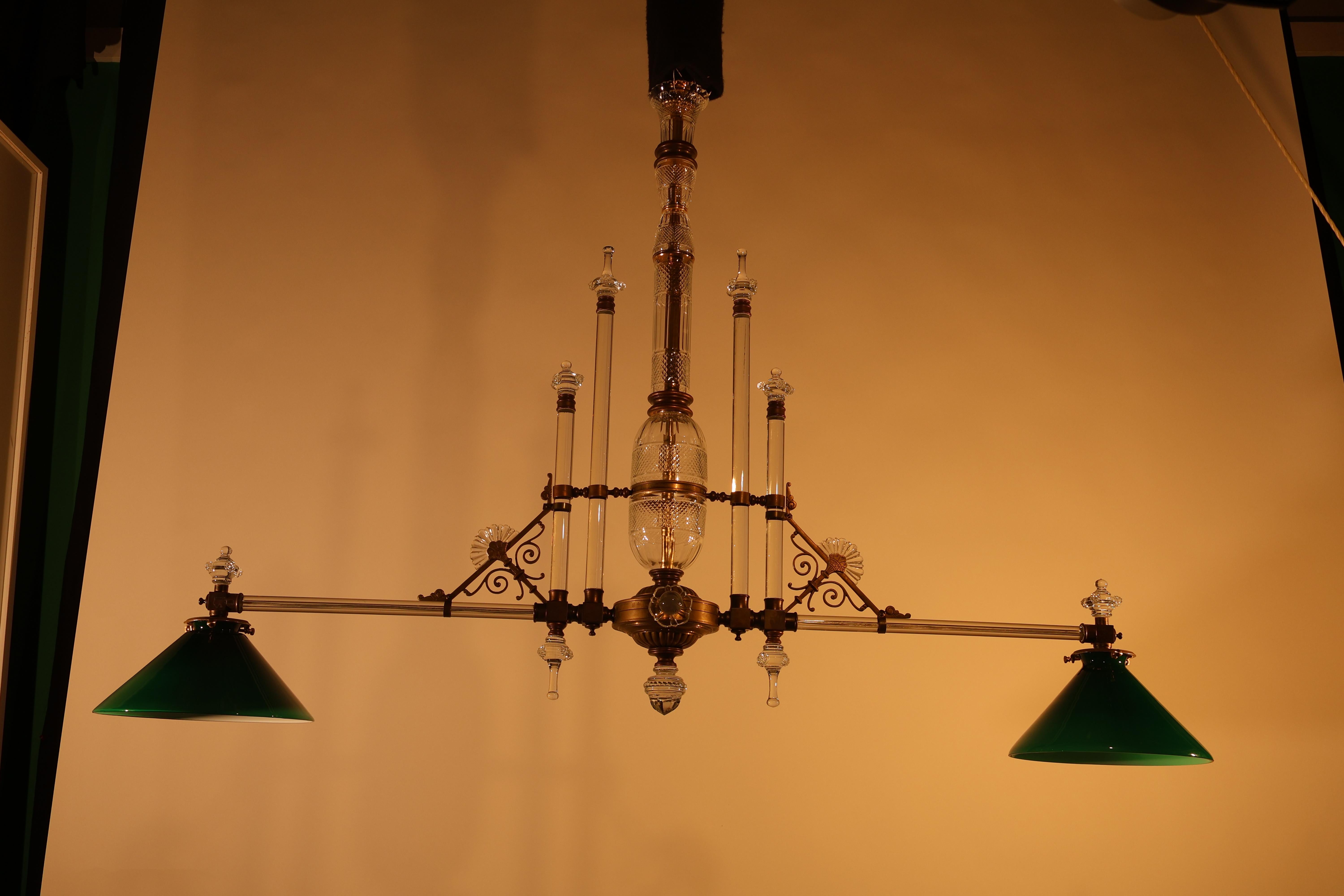 A Very Fine Two Light Crystal & Bronze Chandelier For Sale 11