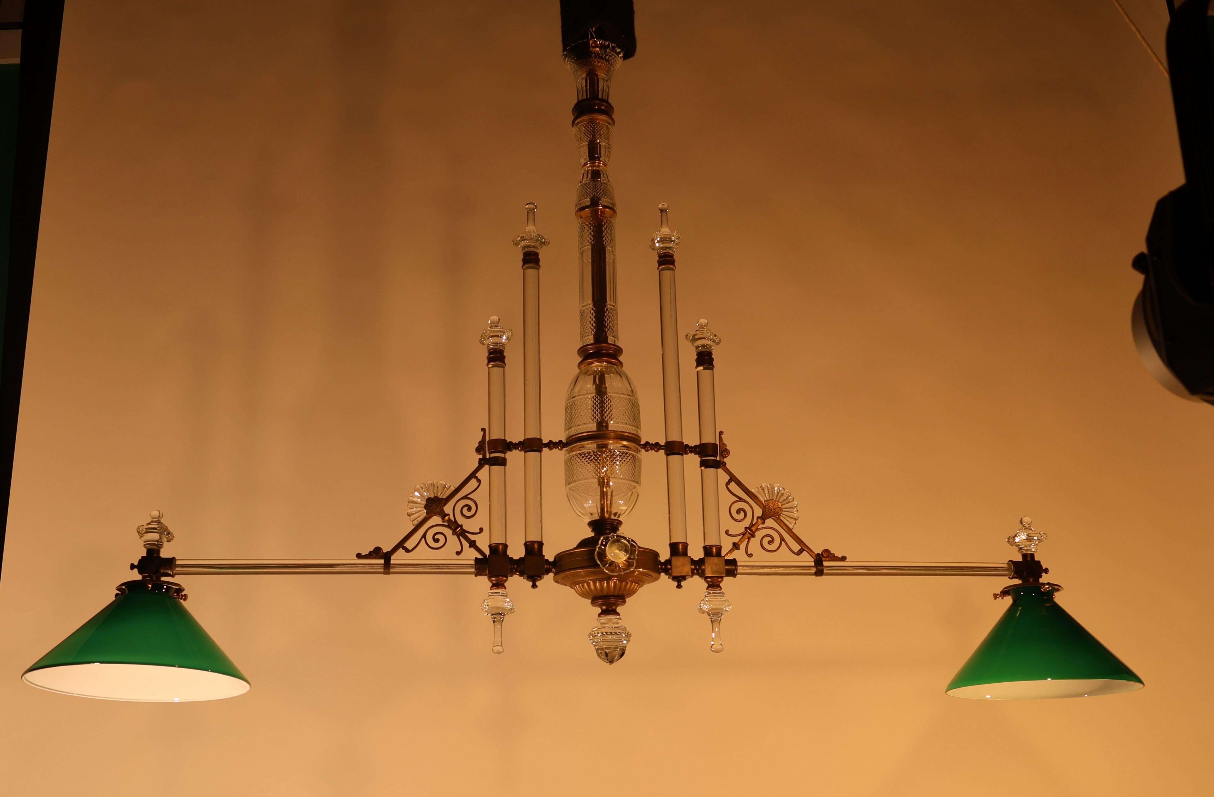 Neoclassical A Very Fine Two Light Crystal & Bronze Chandelier For Sale