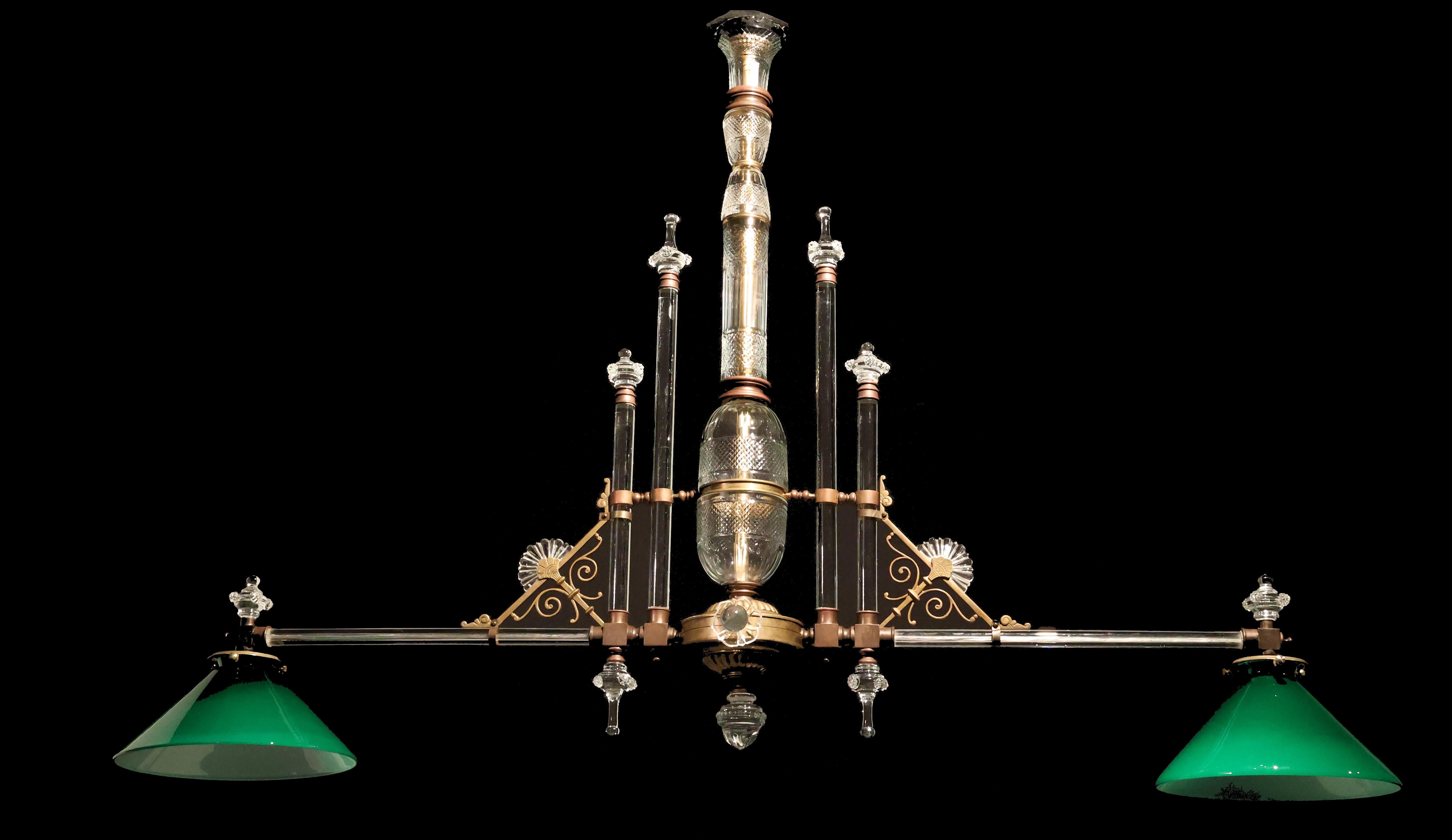 French A Very Fine Two Light Crystal & Bronze Chandelier For Sale
