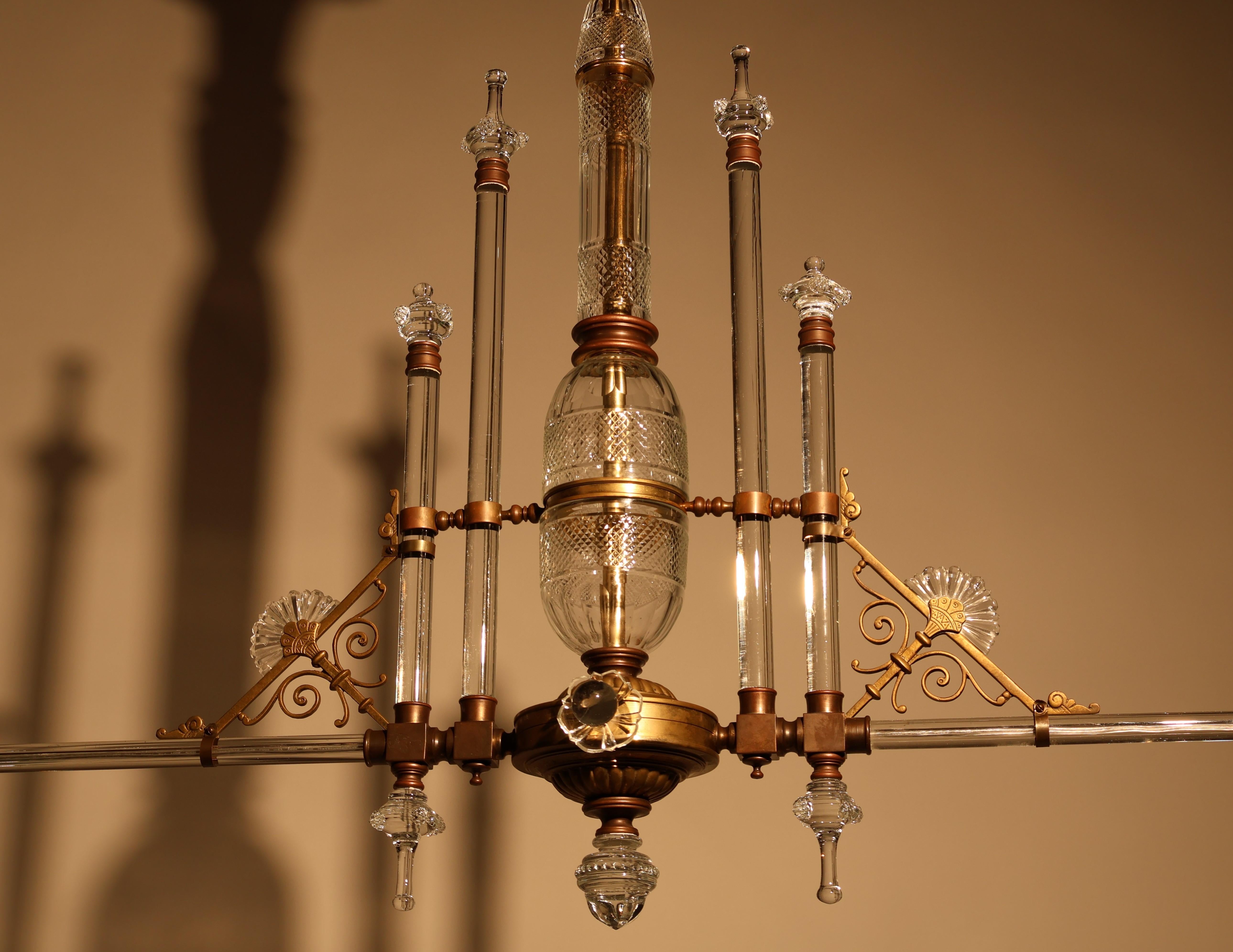 A Very Fine Two Light Crystal & Bronze Chandelier For Sale 1