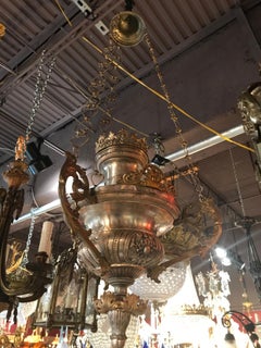 Very Fine Votive Silver Over Bronze Lamp