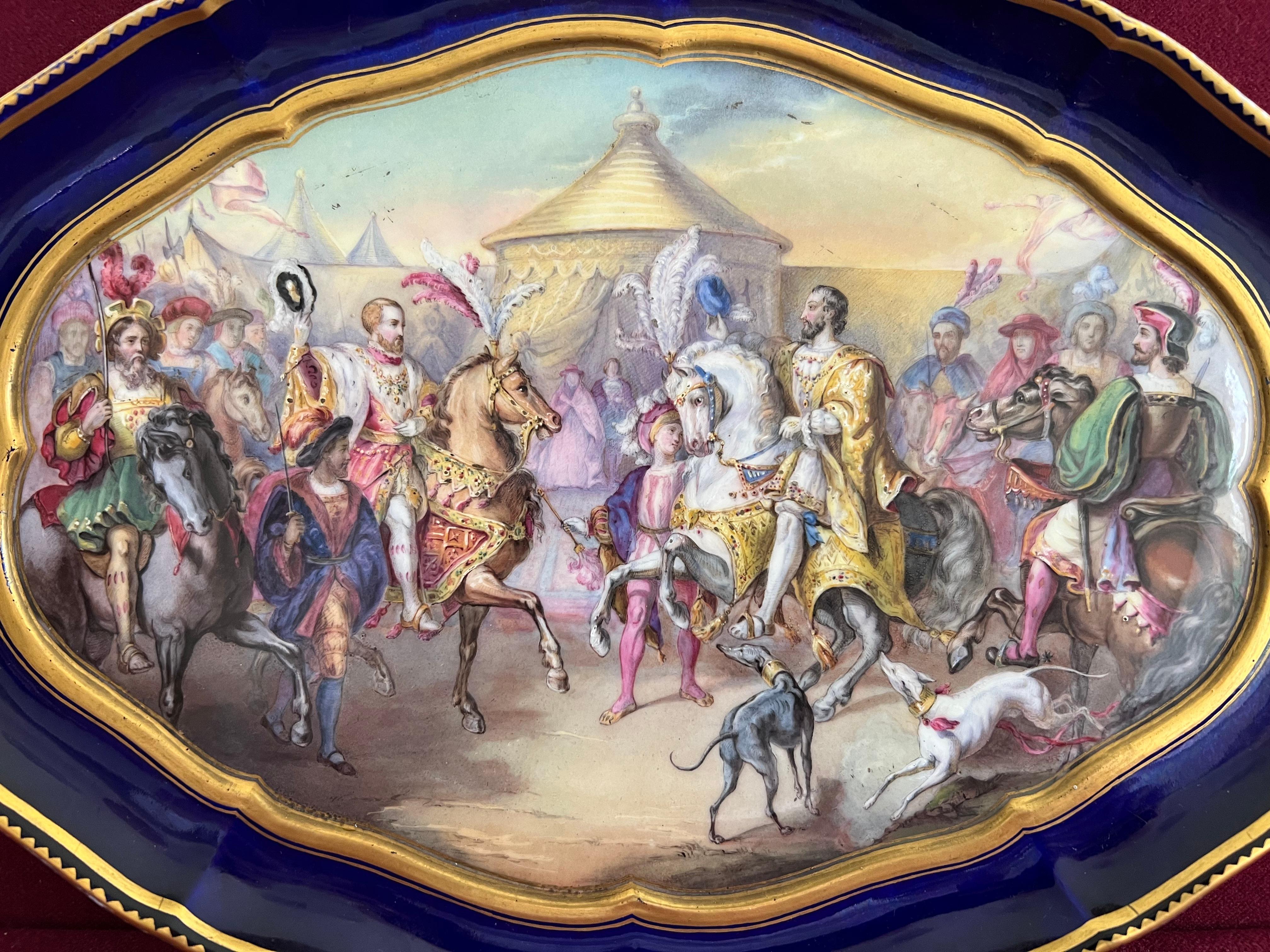 French Very Finely Decorated Sevres Porcelain Tray