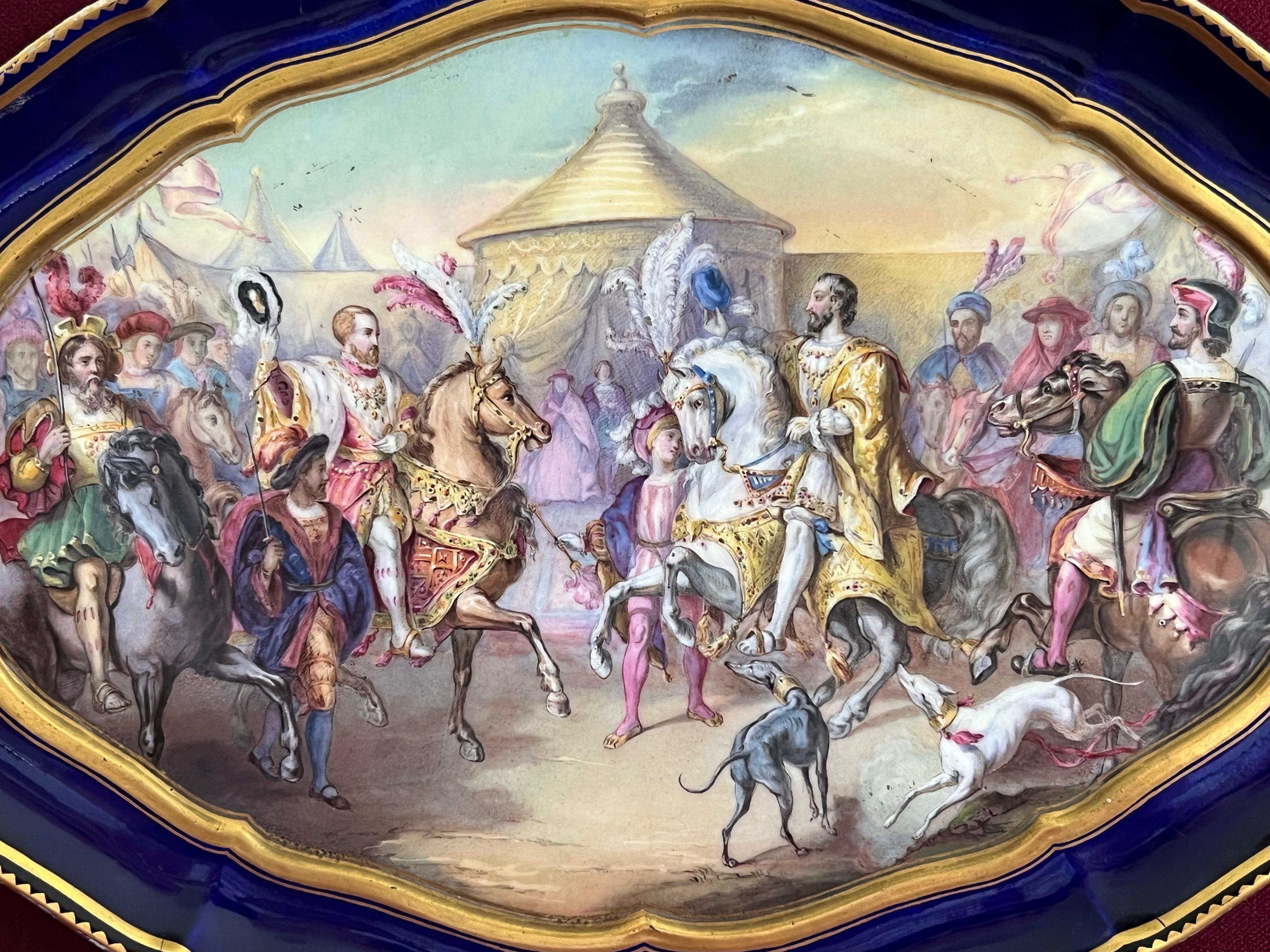 18th Century and Earlier Very Finely Decorated Sevres Porcelain Tray