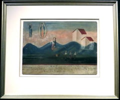 A Very Good 19th Century Hand Painted Mexican Retablo Dated 1884