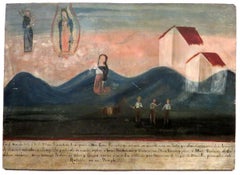 A Very Good 19th Century Hand Painted Mexican Retablo Dated 1884