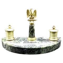 Antique A Very Good 19th Century Napoleon III Gilt Bronze & Marble Inkstand, Circa 1870 