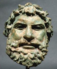 A Very Good 20th C. Bronze Head of Zeus After the Antique, Likely Continental