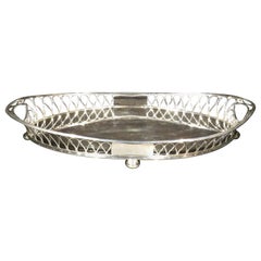 Bandeja de Galería Art Nouveau Muy Buena, Plateada, Inglaterra Circa 1900