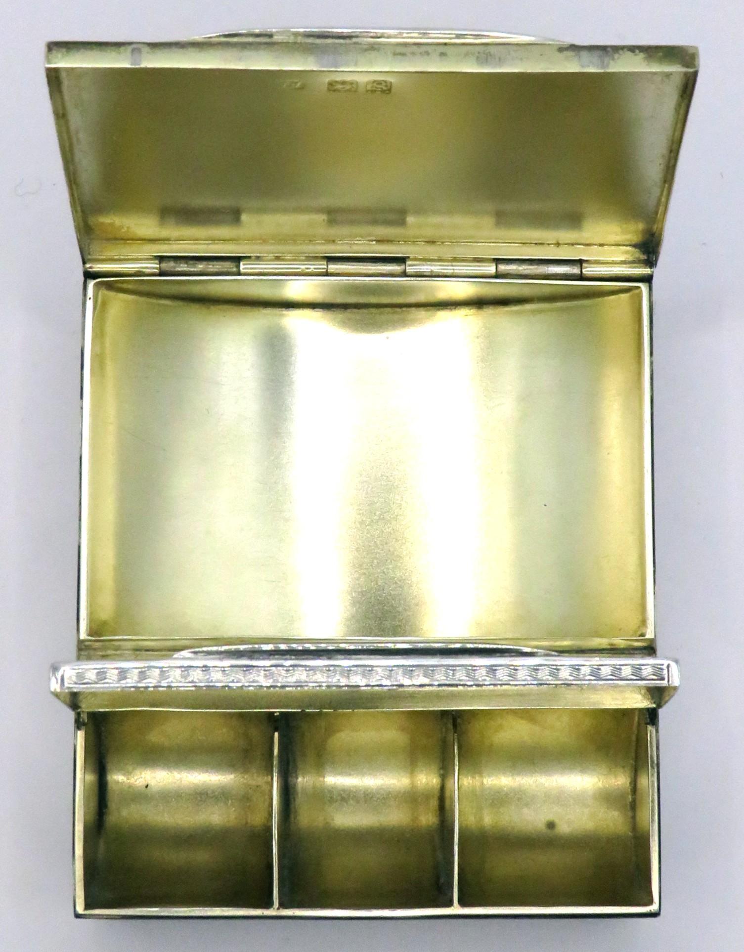 A Very Good & Large Art Deco Sterling Silver Stamp Box, Hallmarked London 1913 For Sale 4