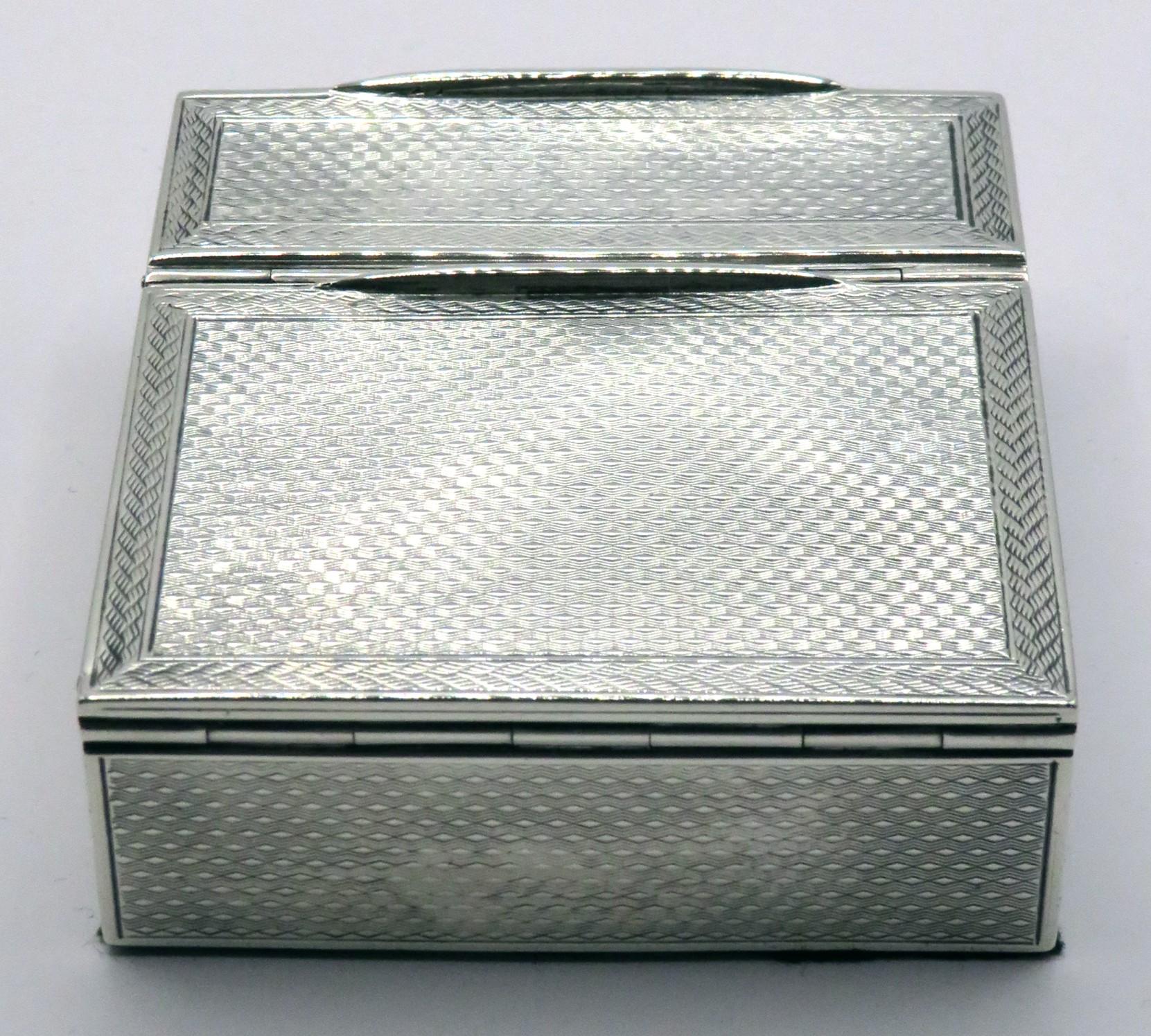 Metalwork A Very Good & Large Art Deco Sterling Silver Stamp Box, Hallmarked London 1913 For Sale