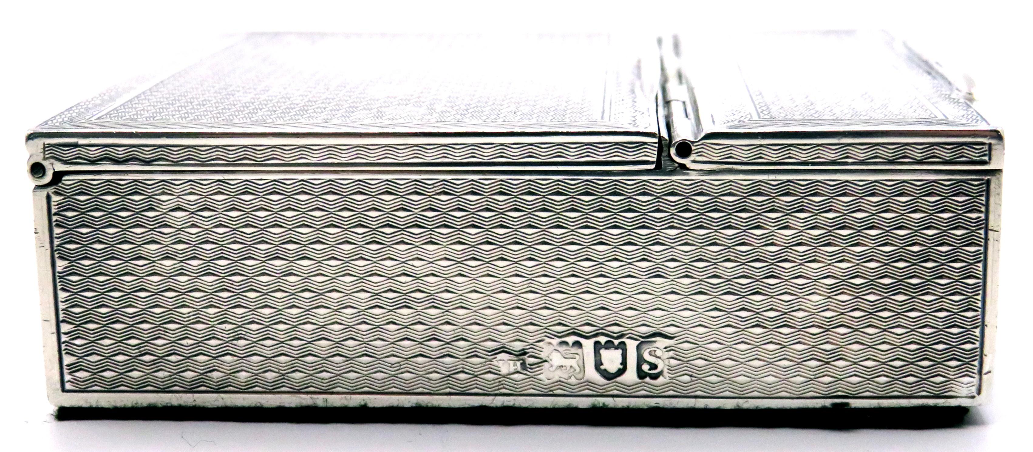 20th Century A Very Good & Large Art Deco Sterling Silver Stamp Box, Hallmarked London 1913 For Sale