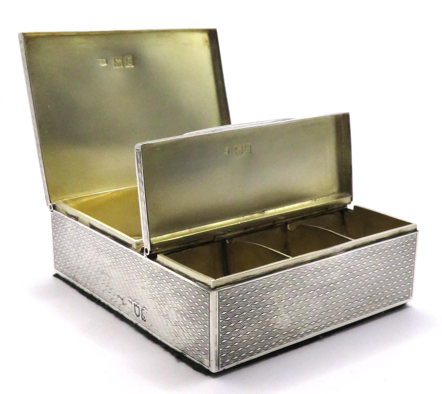 A Very Good & Large Art Deco Sterling Silver Stamp Box, Hallmarked London 1913 For Sale 1