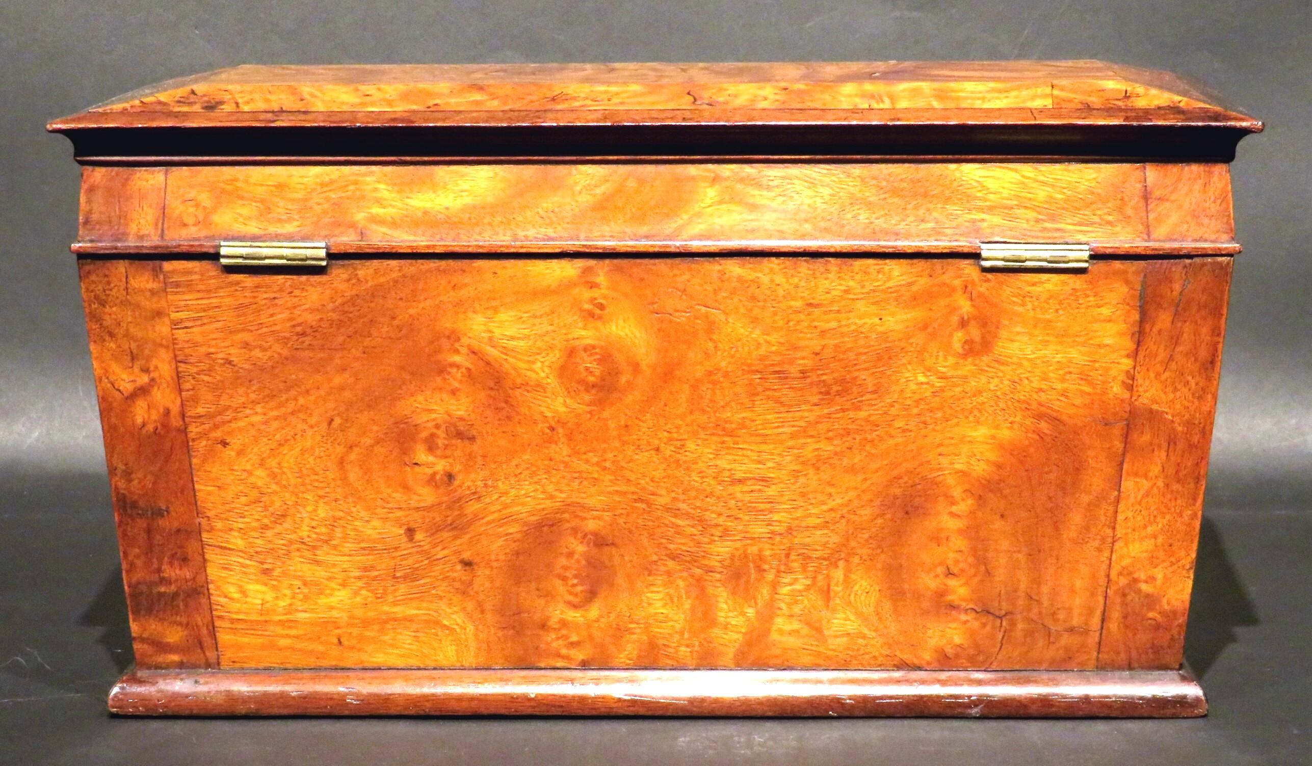 Very Good Georgian Burr Elm Sarcophagus Shaped Tea Caddy, U.K, circa 1800 In Good Condition For Sale In Ottawa, Ontario