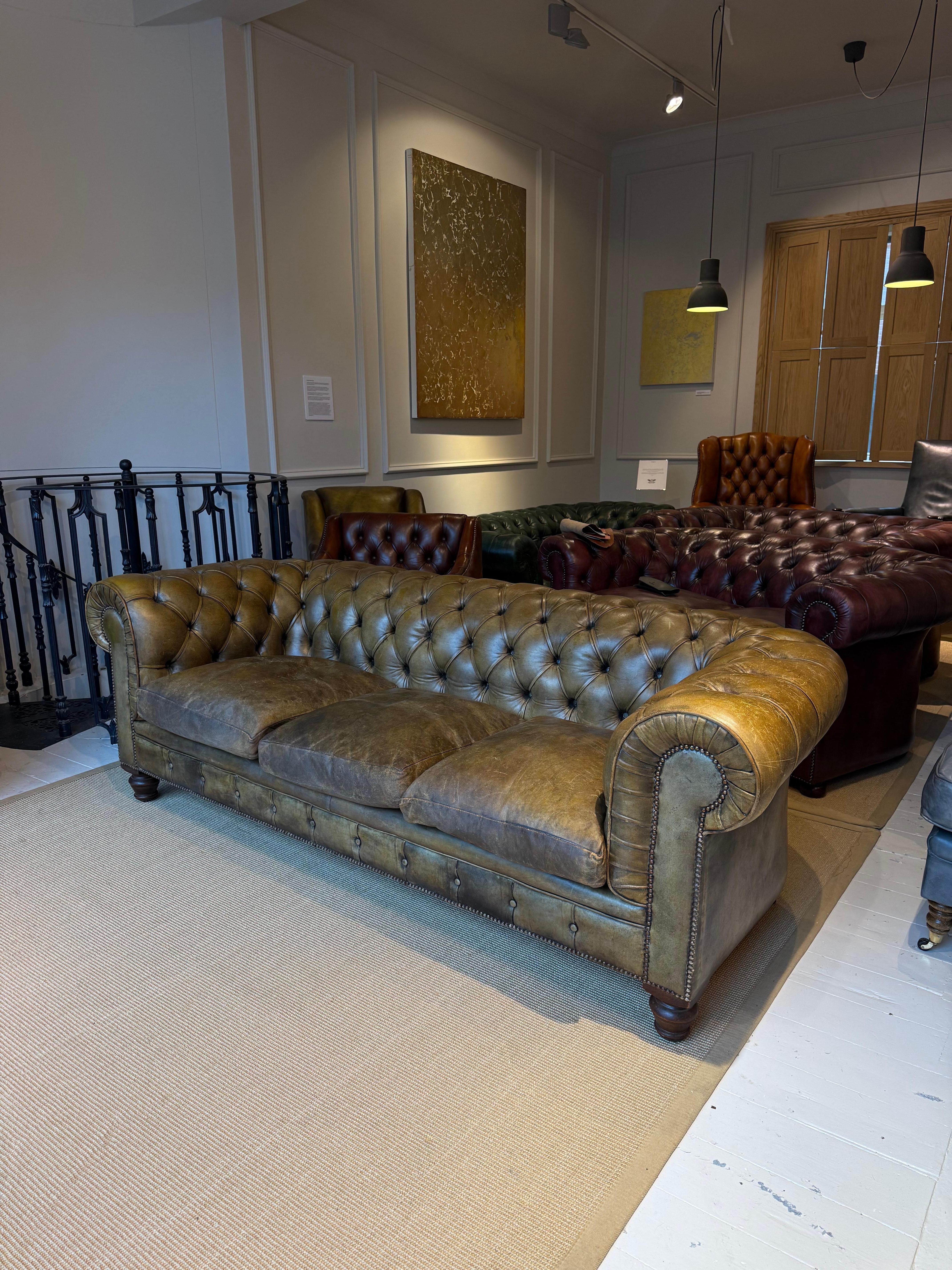 British A Very Good MidC Hand Dyed Leather Chesterfield Sofa - Horse Hair Filled For Sale
