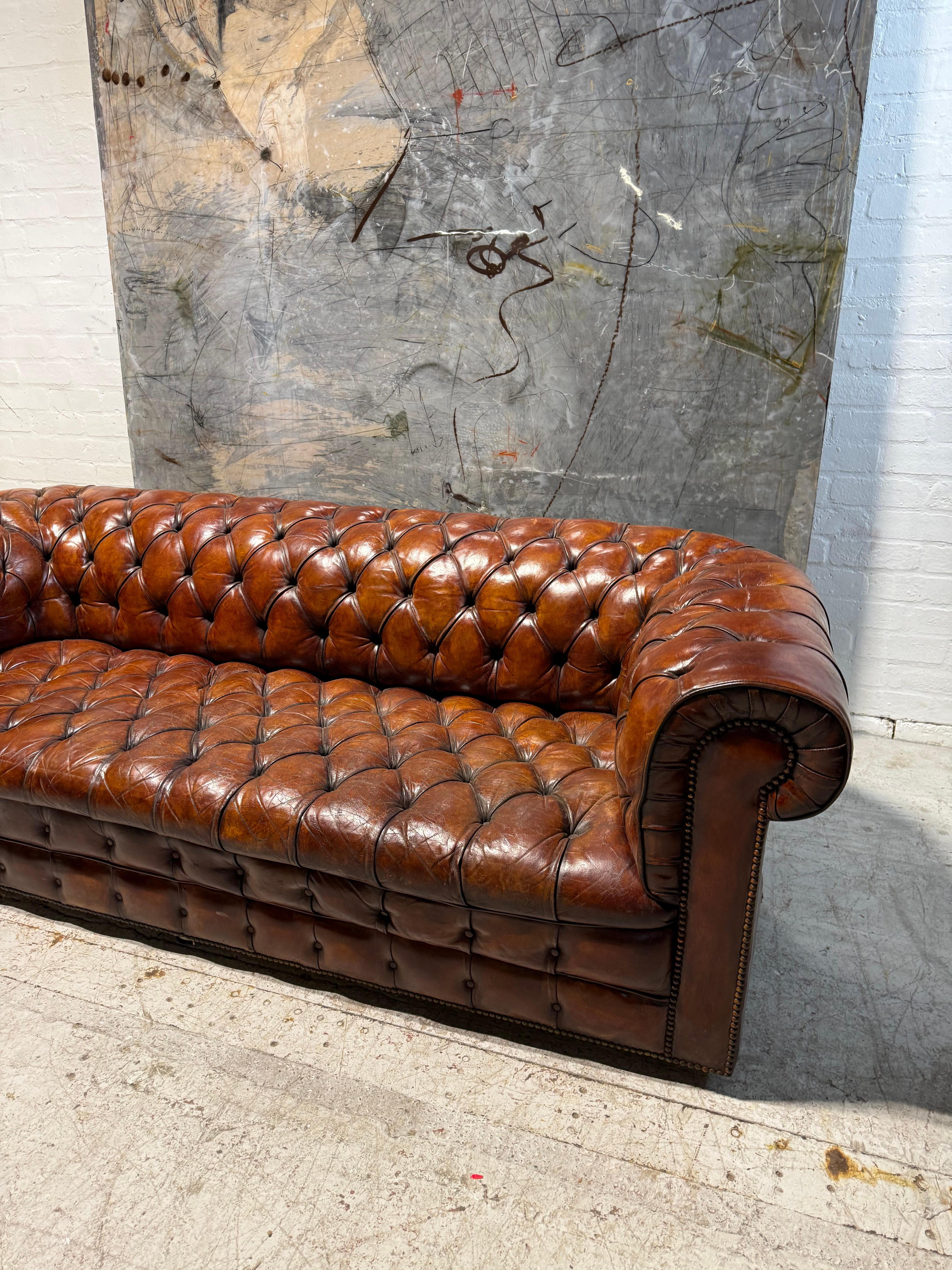 20th Century A Very Good MidC Hand Dyed Leather Chesterfield Sofa - Horse Hair Filled For Sale