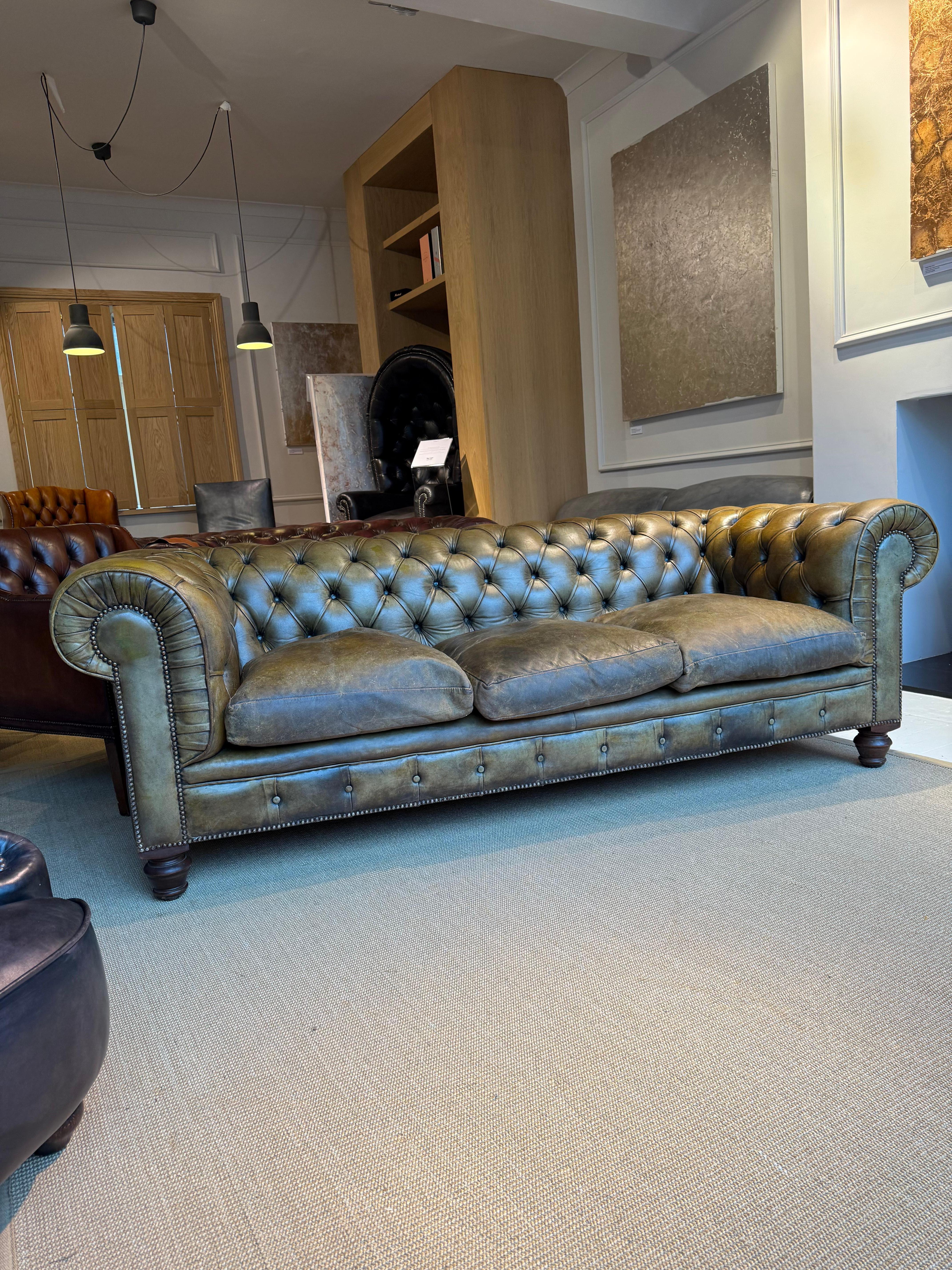 20th Century A Very Good MidC Hand Dyed Leather Chesterfield Sofa - Horse Hair Filled For Sale