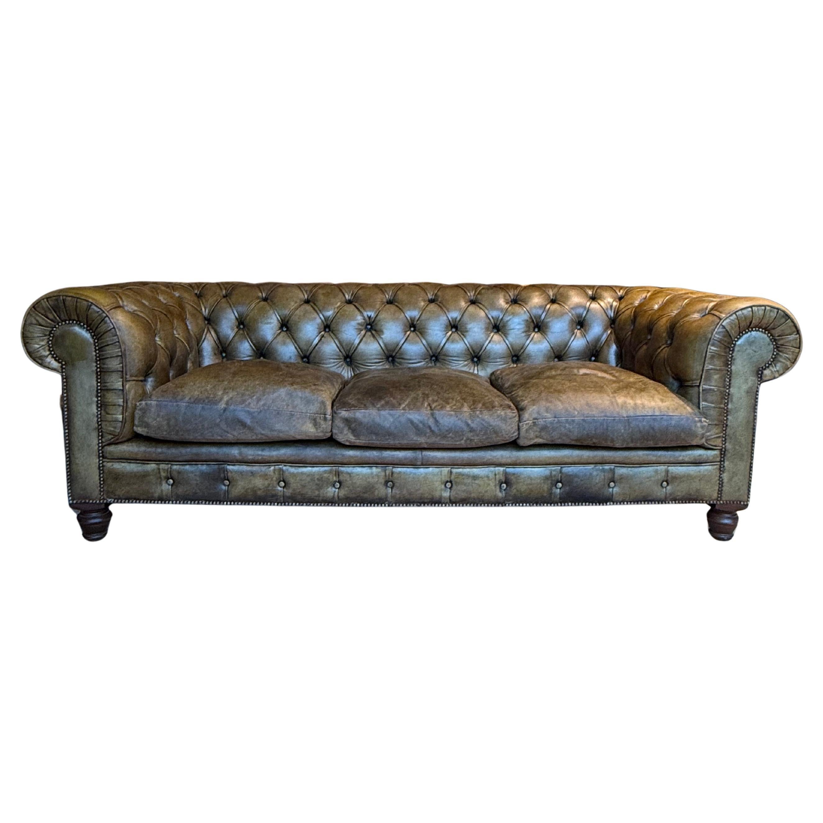 A Very Good MidC Hand Dyed Leather Chesterfield Sofa - Horse Hair Filled